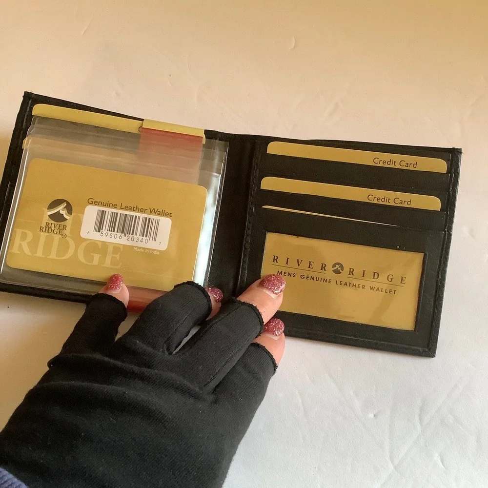 River Ridge Mens Black Genuine Lambskin Leather Bifold Wallet ID Window NEW